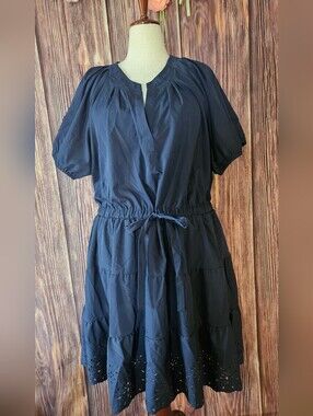 modern works dress Modern Works | Dresses | Modern Works Womens Dress Navy Coastal Preppy Puff  Sleeve Eyelet Plus Size 2x